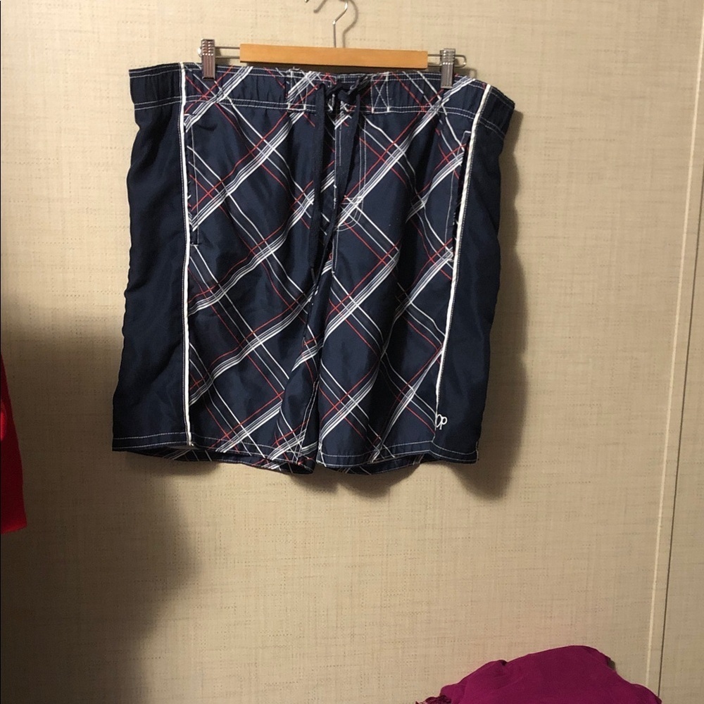 OP Men's Swim Trunks - Navy and White Plaid